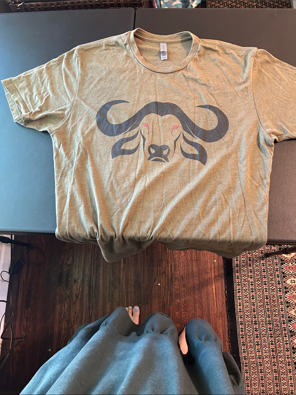Kids Buffalo Graphic Tee - Olive Green